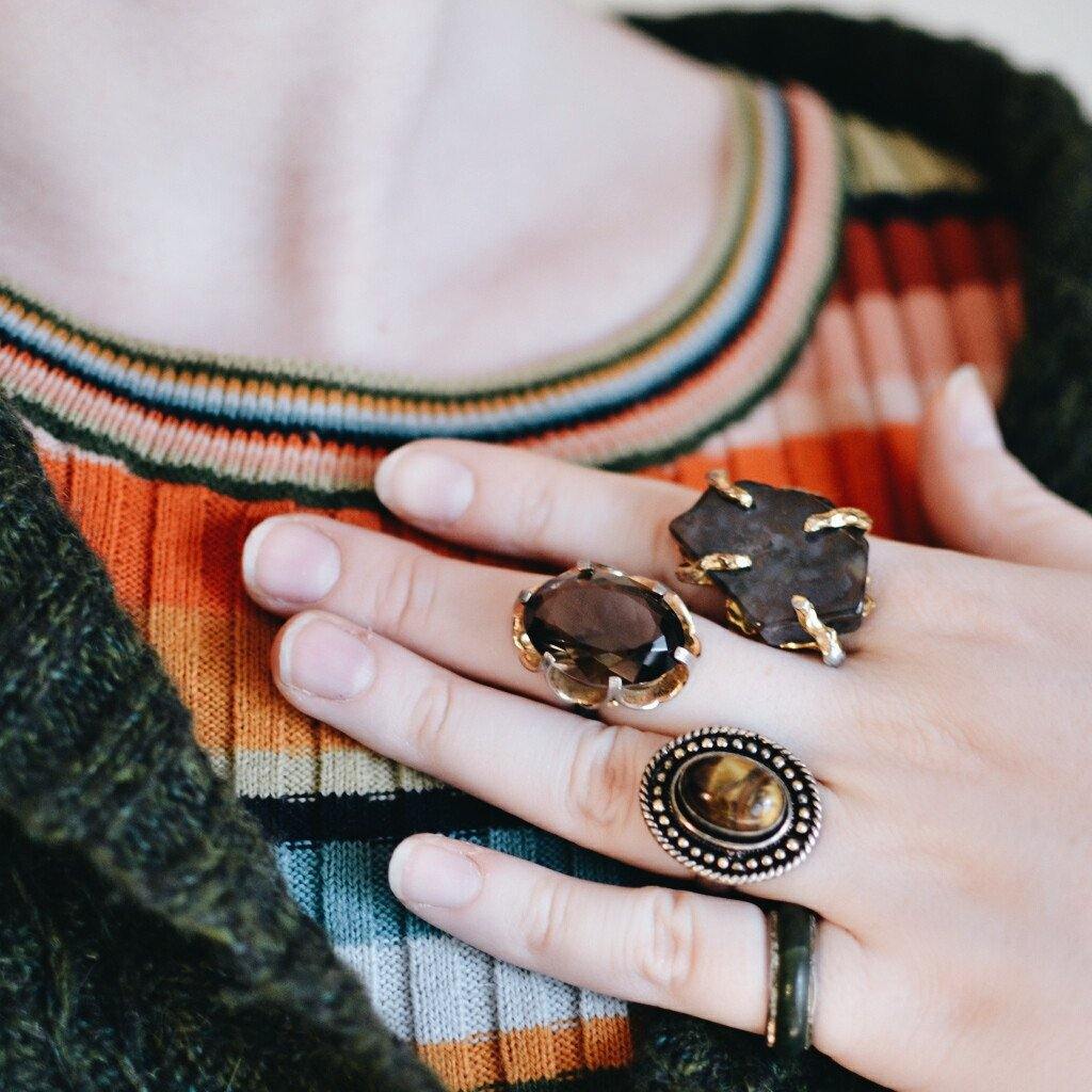 Boho Tigers Eye Sterling Silver Statement Ring by Sterling Silver - Vintage Meet Modern Vintage Jewelry - Chicago, Illinois - #oldhollywoodglamour #vintagemeetmodern #designervintage #jewelrybox #antiquejewelry #vintagejewelry