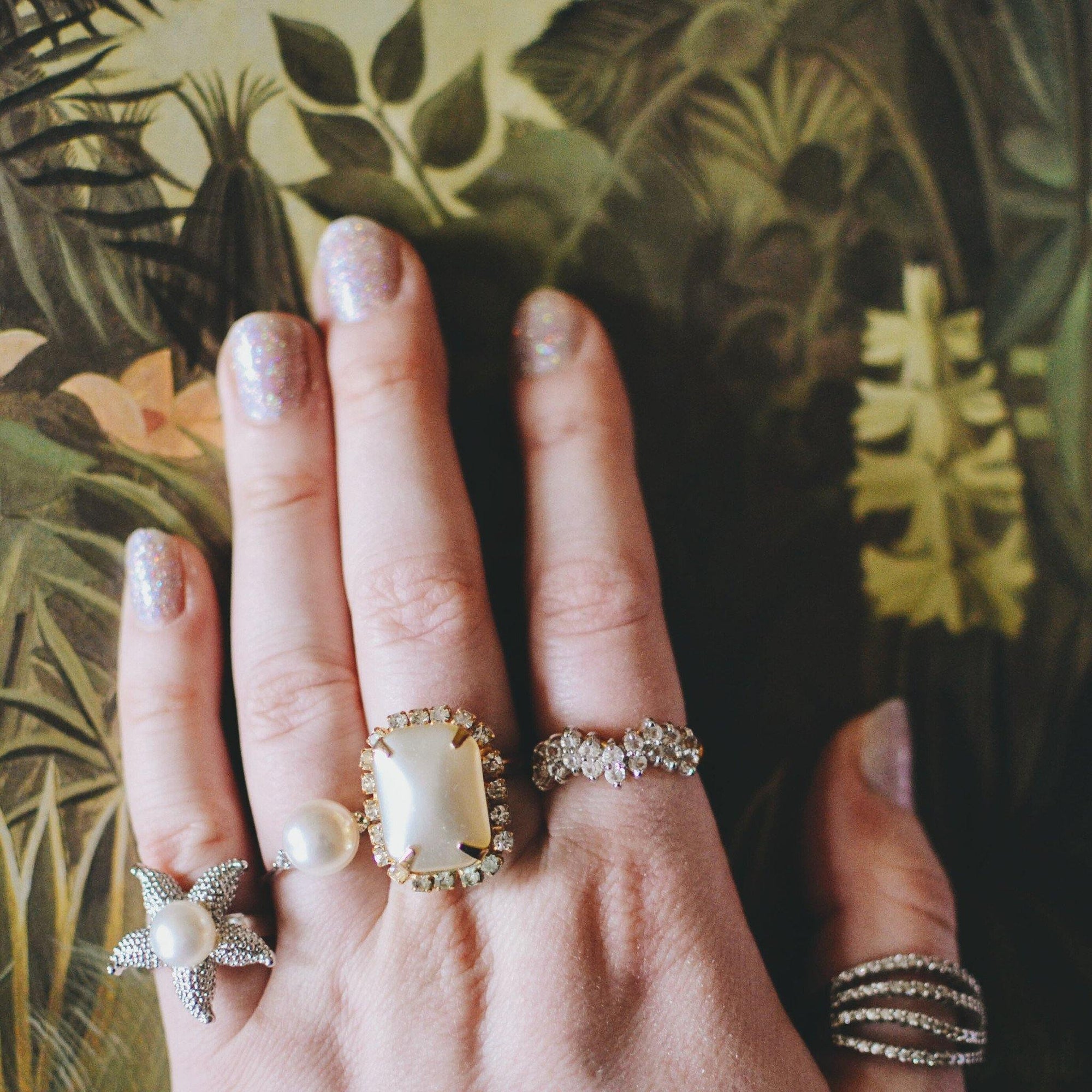 Wave Diamonique CZ Statement Band Ring by 1980s - Vintage Meet Modern Vintage Jewelry - Chicago, Illinois - #oldhollywoodglamour #vintagemeetmodern #designervintage #jewelrybox #antiquejewelry #vintagejewelry