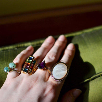 Uncas Colorful Rhinestone Statement Ring by Uncas - Vintage Meet Modern Vintage Jewelry - Chicago, Illinois - #oldhollywoodglamour #vintagemeetmodern #designervintage #jewelrybox #antiquejewelry #vintagejewelry