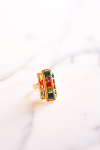 Uncas Colorful Rhinestone Statement Ring by Uncas - Vintage Meet Modern Vintage Jewelry - Chicago, Illinois - #oldhollywoodglamour #vintagemeetmodern #designervintage #jewelrybox #antiquejewelry #vintagejewelry