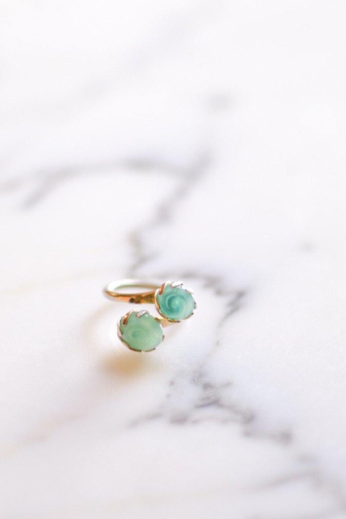 Sarah Coventry Aqua Art Glass Ring