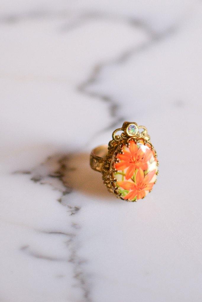 1950s Day Lily Statement Ring by 1950's - Vintage Meet Modern Vintage Jewelry - Chicago, Illinois - #oldhollywoodglamour #vintagemeetmodern #designervintage #jewelrybox #antiquejewelry #vintagejewelry