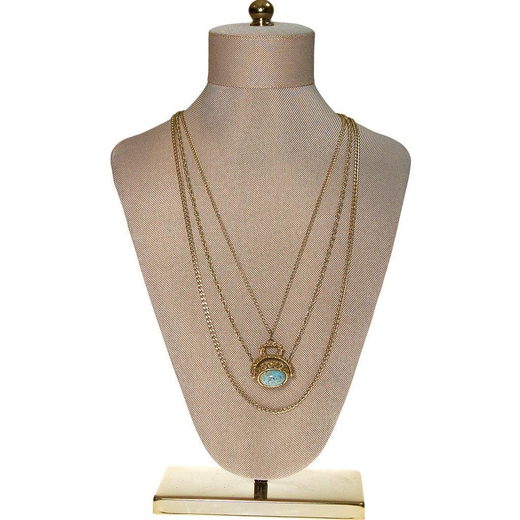 Goldette Turquoise Fob Necklace by Goldette - Vintage Meet Modern Vintage Jewelry - Chicago, Illinois - #oldhollywoodglamour #vintagemeetmodern #designervintage #jewelrybox #antiquejewelry #vintagejewelry