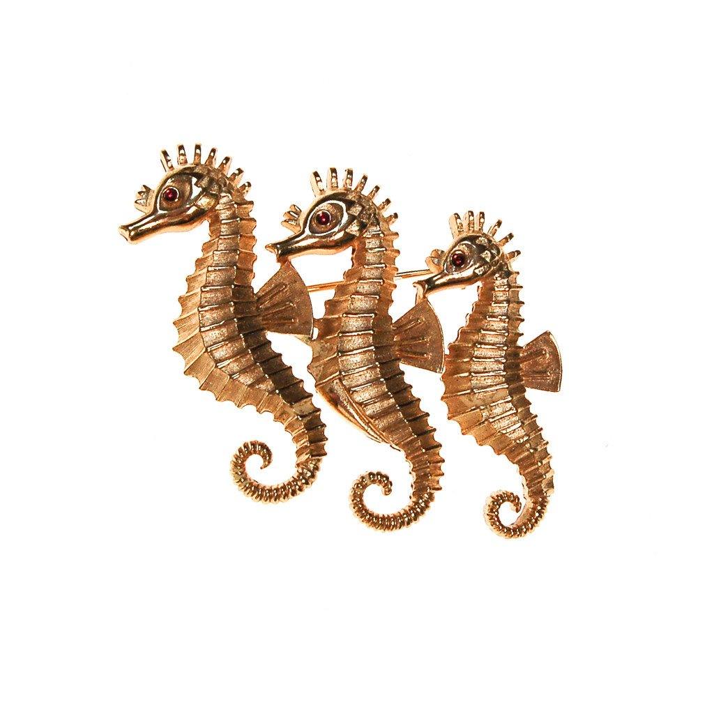 Crown Trifari Seahorse Brooch by Crown Trifari - Vintage Meet Modern Vintage Jewelry - Chicago, Illinois - #oldhollywoodglamour #vintagemeetmodern #designervintage #jewelrybox #antiquejewelry #vintagejewelry