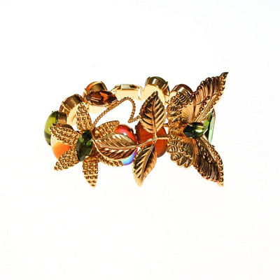 Zoe Coste Butterfly Bracelet with Green and Yellow Citrine Rhinestones by Zoe Coste - Vintage Meet Modern Vintage Jewelry - Chicago, Illinois - #oldhollywoodglamour #vintagemeetmodern #designervintage #jewelrybox #antiquejewelry #vintagejewelry