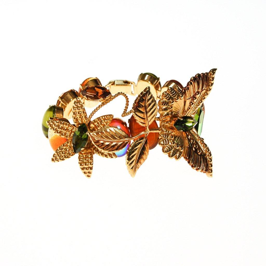 Zoe Coste Butterfly Bracelet with Green and Yellow Citrine Rhinestones