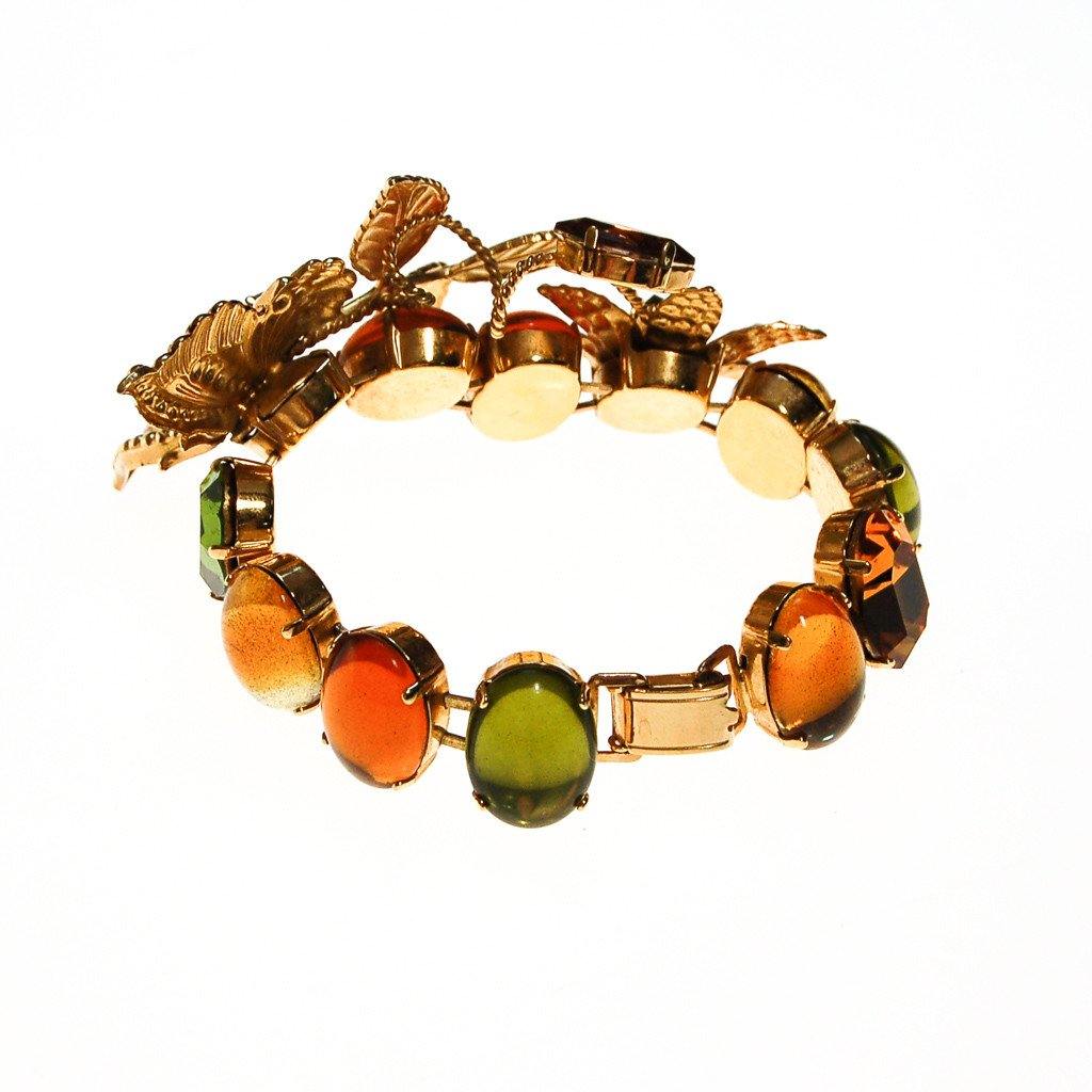 Zoe Coste Butterfly Bracelet with Green and Yellow Citrine Rhinestones by Zoe Coste - Vintage Meet Modern Vintage Jewelry - Chicago, Illinois - #oldhollywoodglamour #vintagemeetmodern #designervintage #jewelrybox #antiquejewelry #vintagejewelry