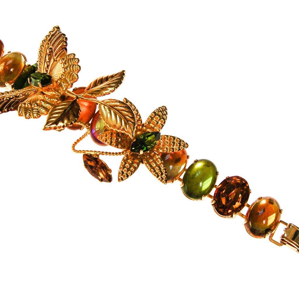 Zoe Coste Butterfly Bracelet with Green and Yellow Citrine Rhinestones by Zoe Coste - Vintage Meet Modern Vintage Jewelry - Chicago, Illinois - #oldhollywoodglamour #vintagemeetmodern #designervintage #jewelrybox #antiquejewelry #vintagejewelry