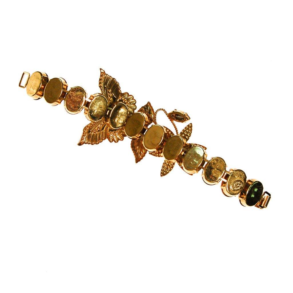 Zoe Coste Butterfly Bracelet with Green and Yellow Citrine Rhinestones by Zoe Coste - Vintage Meet Modern Vintage Jewelry - Chicago, Illinois - #oldhollywoodglamour #vintagemeetmodern #designervintage #jewelrybox #antiquejewelry #vintagejewelry