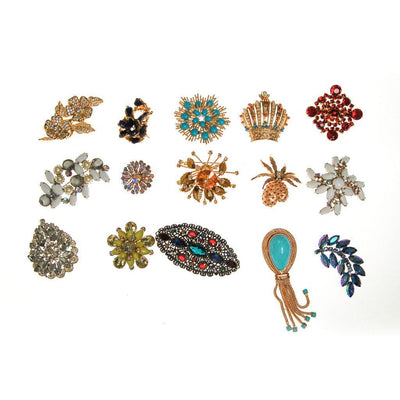 Joan Rivers Gold Flower Brooch with Rhinestones and Clip Earrings by Joan Rivers - Vintage Meet Modern Vintage Jewelry - Chicago, Illinois - #oldhollywoodglamour #vintagemeetmodern #designervintage #jewelrybox #antiquejewelry #vintagejewelry
