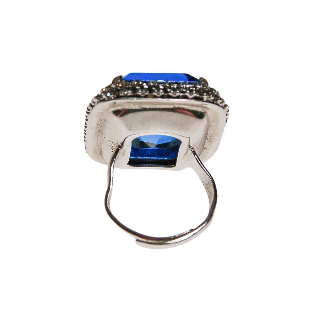 Sapphire Crystal Cocktail Ring by 1960s - Vintage Meet Modern Vintage Jewelry - Chicago, Illinois - #oldhollywoodglamour #vintagemeetmodern #designervintage #jewelrybox #antiquejewelry #vintagejewelry