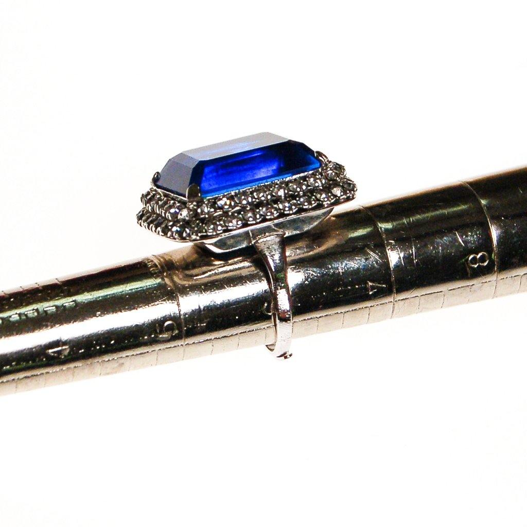 Sapphire Crystal Cocktail Ring by 1960s - Vintage Meet Modern Vintage Jewelry - Chicago, Illinois - #oldhollywoodglamour #vintagemeetmodern #designervintage #jewelrybox #antiquejewelry #vintagejewelry