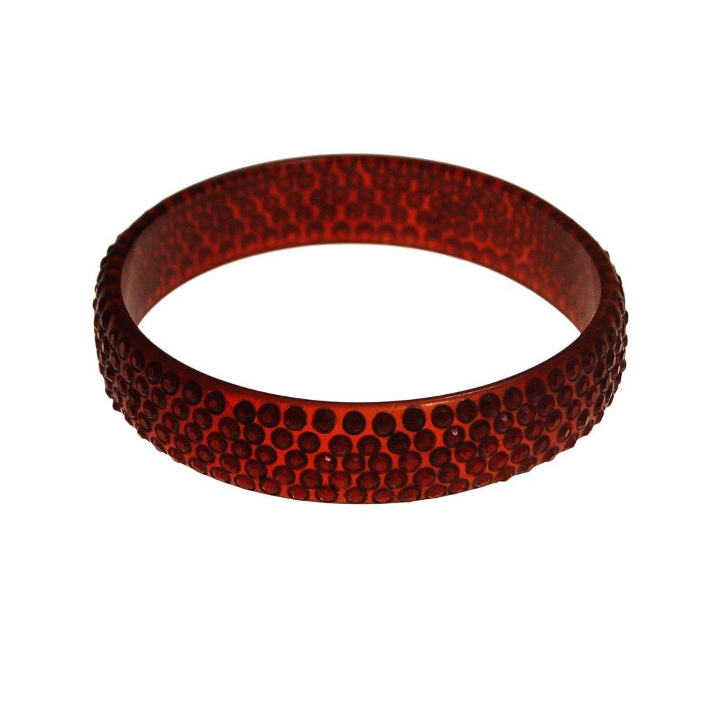 Vintage Art Deco Red Rhinestone Celluloid Bangle Bracelet