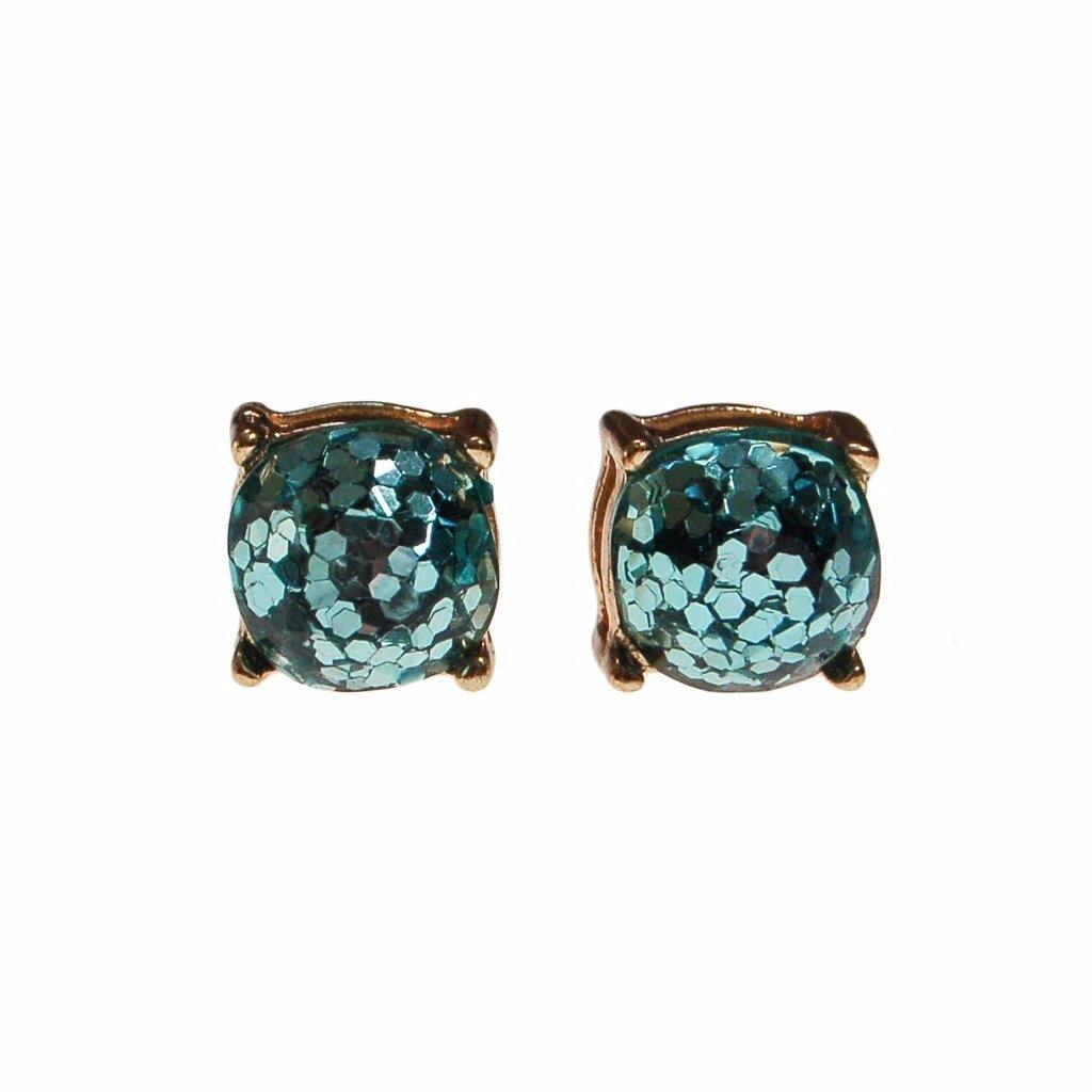 Always Sparkle Glitter Stud Earring Light Blue by Vintage Meet Modern - Vintage Meet Modern Vintage Jewelry - Chicago, Illinois - #oldhollywoodglamour #vintagemeetmodern #designervintage #jewelrybox #antiquejewelry #vintagejewelry