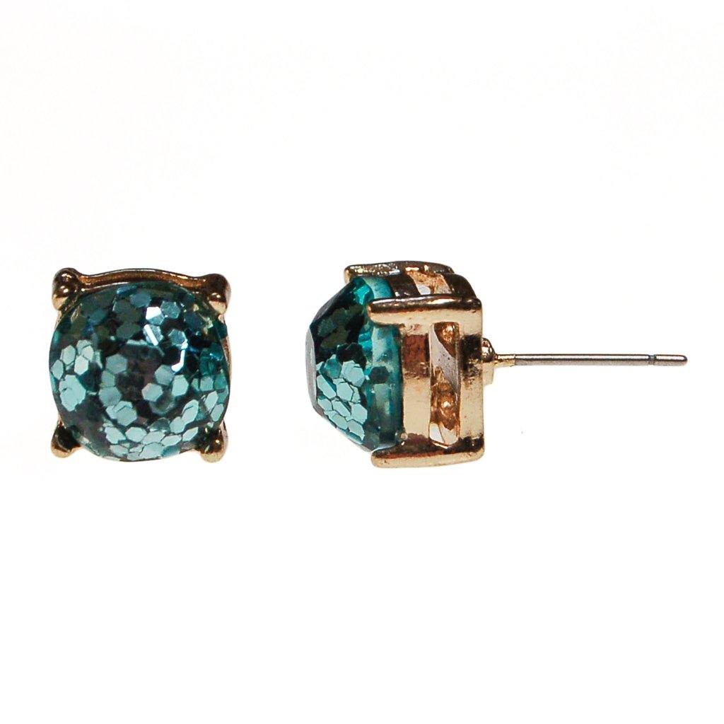 Always Sparkle Glitter Stud Earring Light Blue by Vintage Meet Modern - Vintage Meet Modern Vintage Jewelry - Chicago, Illinois - #oldhollywoodglamour #vintagemeetmodern #designervintage #jewelrybox #antiquejewelry #vintagejewelry