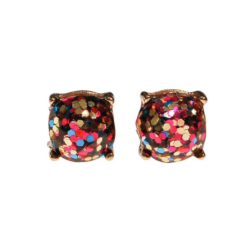 Always Sparkle Glitter Stud Earring in Rainbow Multi Color by Vintage Meet Modern - Vintage Meet Modern Vintage Jewelry - Chicago, Illinois - #oldhollywoodglamour #vintagemeetmodern #designervintage #jewelrybox #antiquejewelry #vintagejewelry
