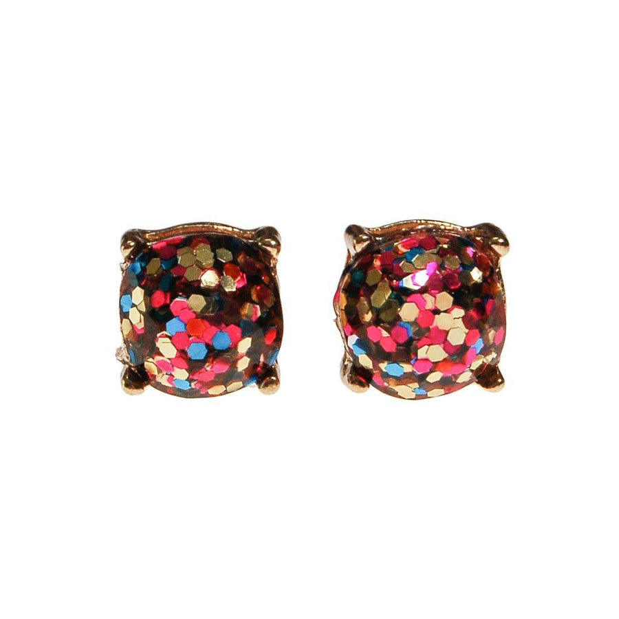 Always Sparkle Glitter Stud Earring in Rainbow Multi Color by Vintage Meet Modern - Vintage Meet Modern Vintage Jewelry - Chicago, Illinois - #oldhollywoodglamour #vintagemeetmodern #designervintage #jewelrybox #antiquejewelry #vintagejewelry