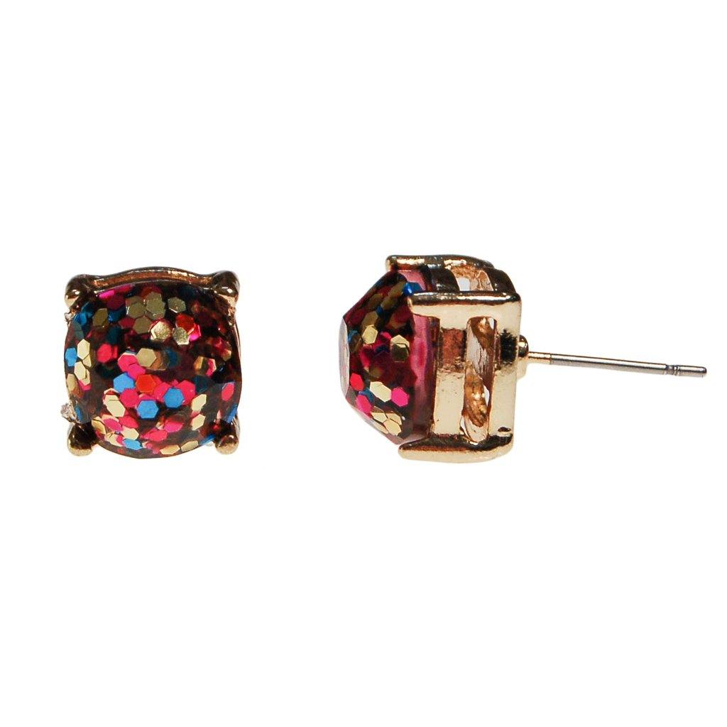 Always Sparkle Glitter Stud Earring in Rainbow Multi Color by Vintage Meet Modern - Vintage Meet Modern Vintage Jewelry - Chicago, Illinois - #oldhollywoodglamour #vintagemeetmodern #designervintage #jewelrybox #antiquejewelry #vintagejewelry