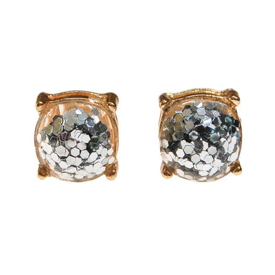 Always Sparkle Glitter Stud Earring in Gray by Vintage Meet Modern - Vintage Meet Modern Vintage Jewelry - Chicago, Illinois - #oldhollywoodglamour #vintagemeetmodern #designervintage #jewelrybox #antiquejewelry #vintagejewelry