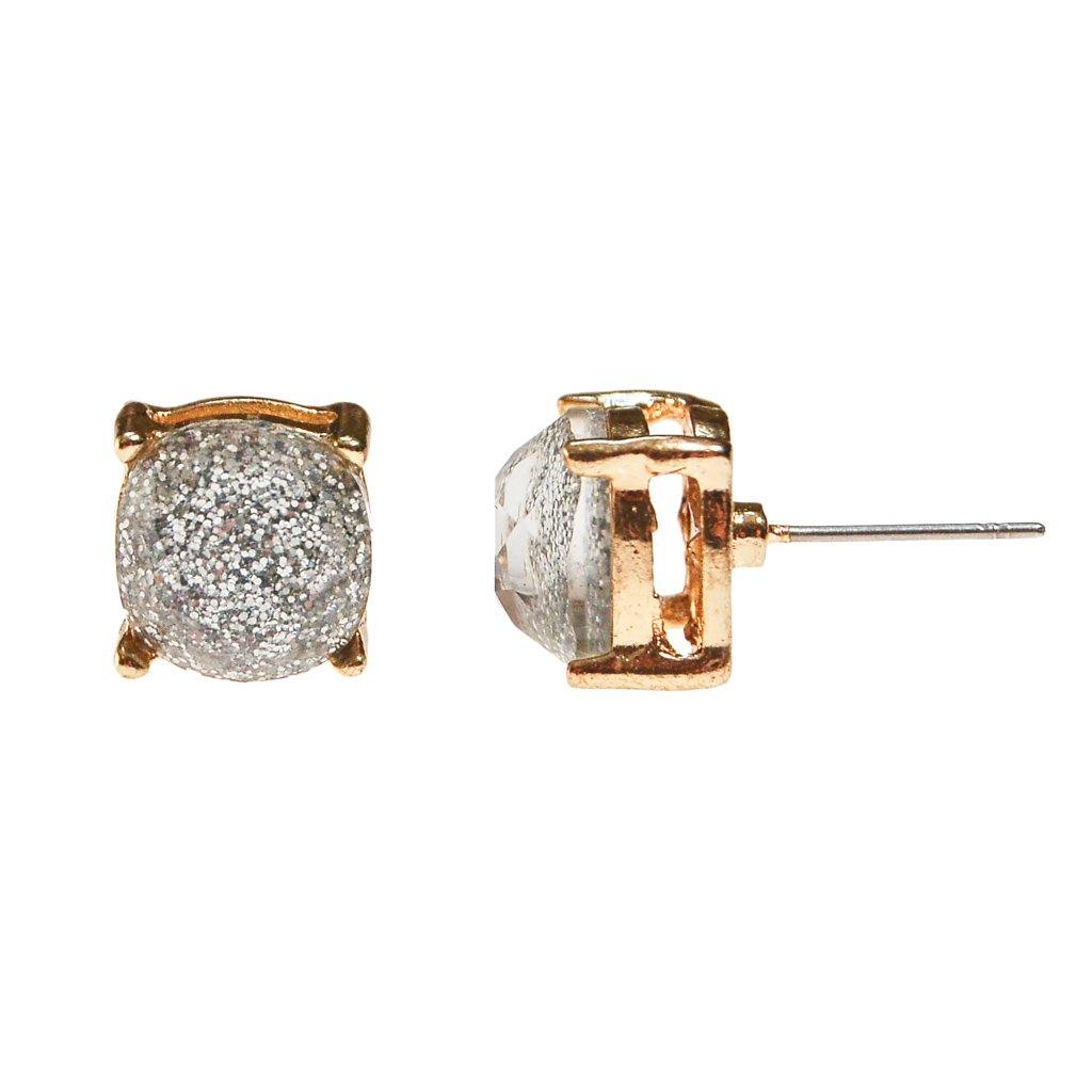 Always Sparkle Glitter Stud Earring in Silver by Vintage Meet Modern - Vintage Meet Modern Vintage Jewelry - Chicago, Illinois - #oldhollywoodglamour #vintagemeetmodern #designervintage #jewelrybox #antiquejewelry #vintagejewelry