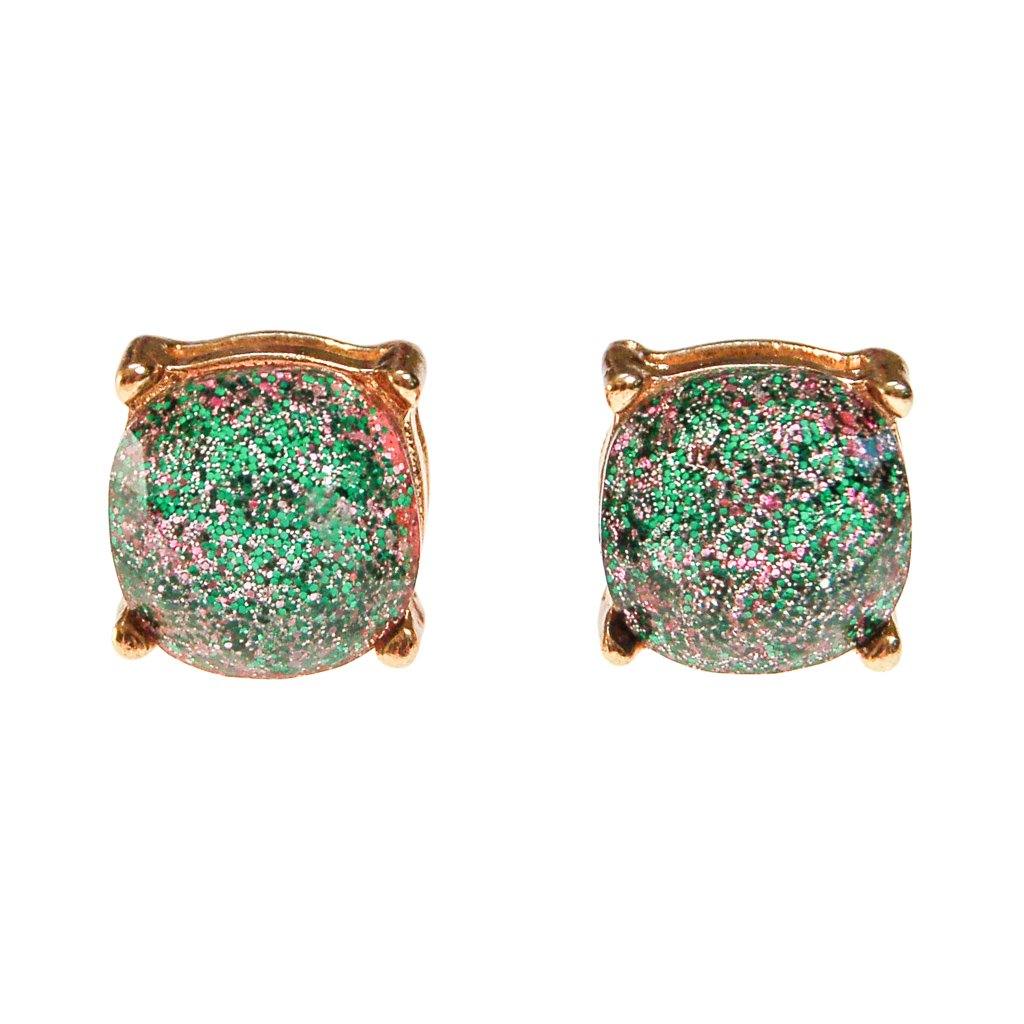 Always Sparkle Glitter Stud Earring Iridescent Green