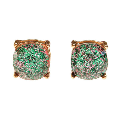 Always Sparkle Glitter Stud Earring Iridescent Green by Vintage Meet Modern - Vintage Meet Modern Vintage Jewelry - Chicago, Illinois - #oldhollywoodglamour #vintagemeetmodern #designervintage #jewelrybox #antiquejewelry #vintagejewelry