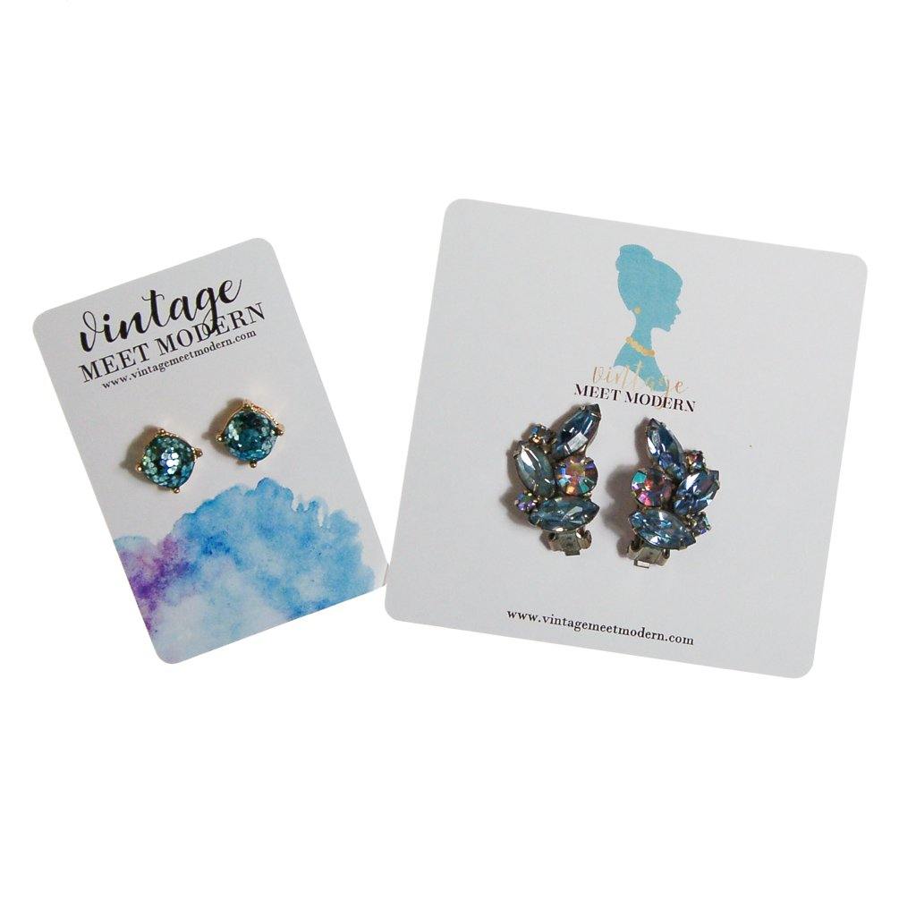 Always Sparkle Glitter Stud Earring Light Blue by Vintage Meet Modern - Vintage Meet Modern Vintage Jewelry - Chicago, Illinois - #oldhollywoodglamour #vintagemeetmodern #designervintage #jewelrybox #antiquejewelry #vintagejewelry
