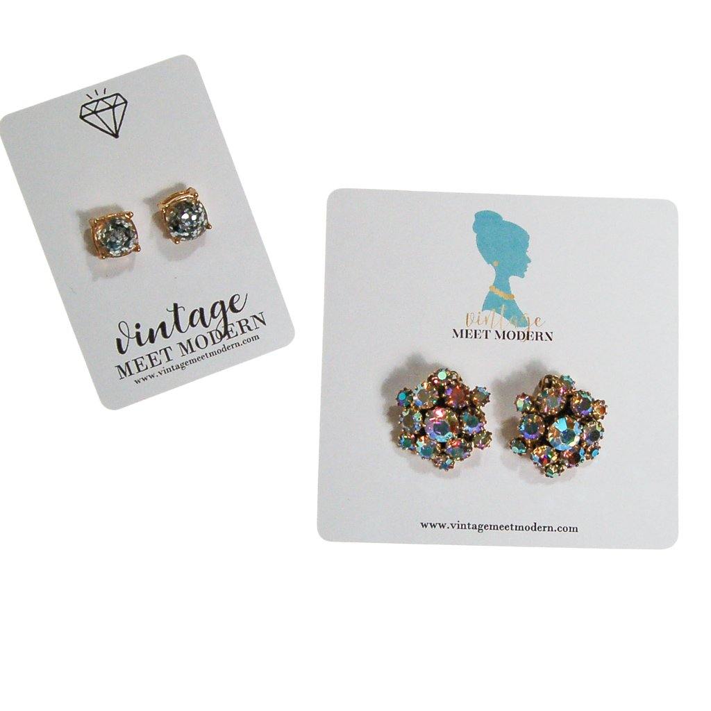 Always Sparkle Glitter Stud Earring in Gray by Vintage Meet Modern - Vintage Meet Modern Vintage Jewelry - Chicago, Illinois - #oldhollywoodglamour #vintagemeetmodern #designervintage #jewelrybox #antiquejewelry #vintagejewelry