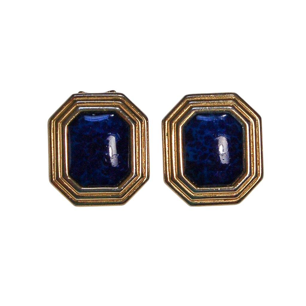 Vintage Christian Dior Gold and Blue Earrings by Christian Dior - Vintage Meet Modern Vintage Jewelry - Chicago, Illinois - #oldhollywoodglamour #vintagemeetmodern #designervintage #jewelrybox #antiquejewelry #vintagejewelry