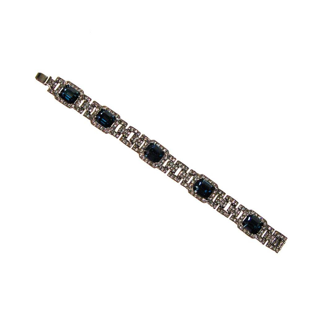 The Great Gatsby Bracelet with Sapphire Crystals By Ciner New York by Ciner - Vintage Meet Modern Vintage Jewelry - Chicago, Illinois - #oldhollywoodglamour #vintagemeetmodern #designervintage #jewelrybox #antiquejewelry #vintagejewelry