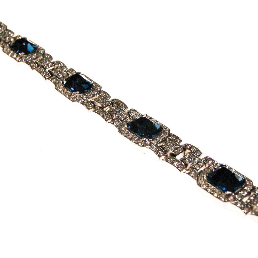 The Great Gatsby Bracelet with Sapphire Crystals By Ciner New York by Ciner - Vintage Meet Modern Vintage Jewelry - Chicago, Illinois - #oldhollywoodglamour #vintagemeetmodern #designervintage #jewelrybox #antiquejewelry #vintagejewelry