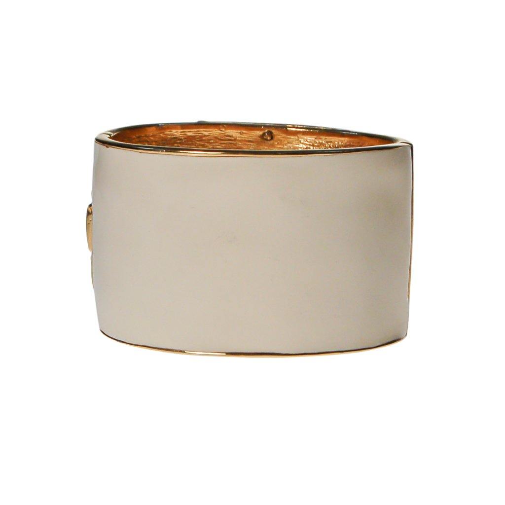 Ciner Maltese Cross Cuff Bracelet in Ivory Enamel With Emerald, Ruby, and Sapphire Crystal Cabochons by Ciner - Vintage Meet Modern Vintage Jewelry - Chicago, Illinois - #oldhollywoodglamour #vintagemeetmodern #designervintage #jewelrybox #antiquejewelry #vintagejewelry