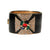 Ciner Maltese Cross Cuff Bracelet in Black Enamel With Emerald, Ruby, and Sapphire Crystal Cabochons