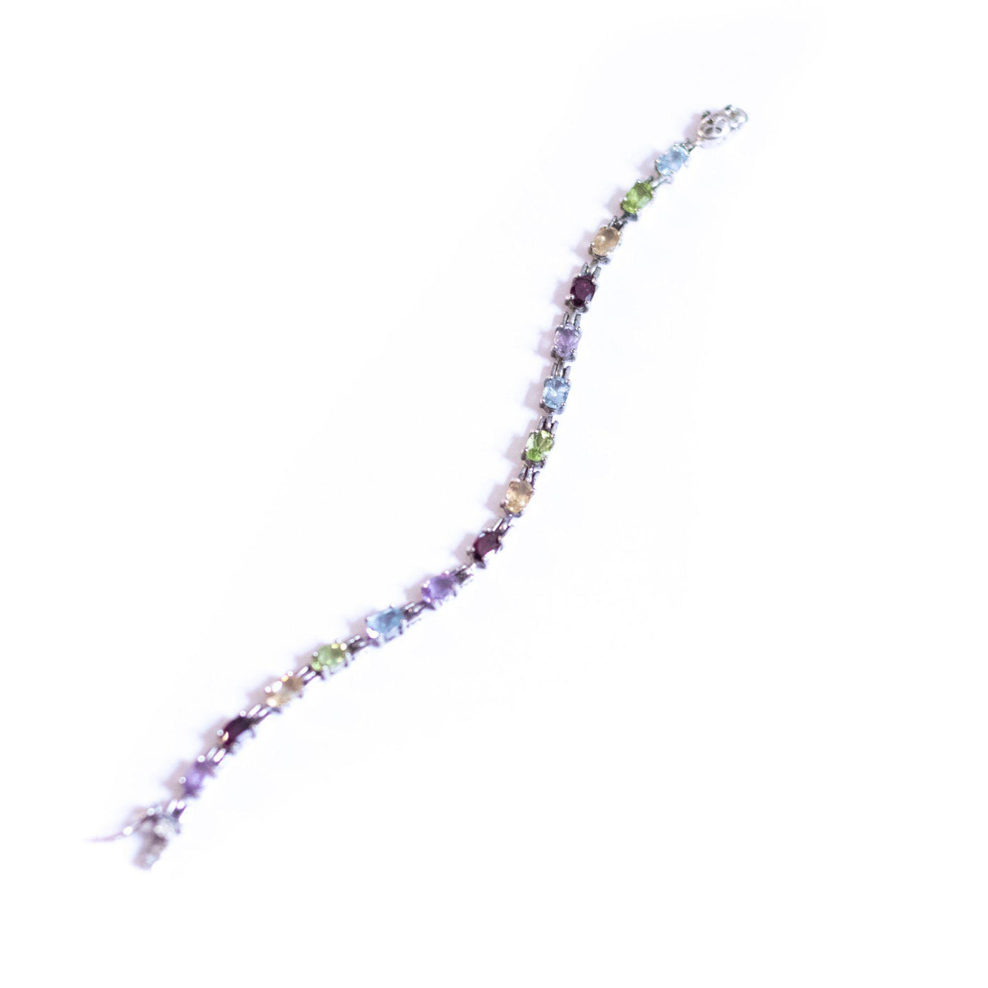 Vintage Sterling Silver Semi Precious Gemstone Tennis Bracelet