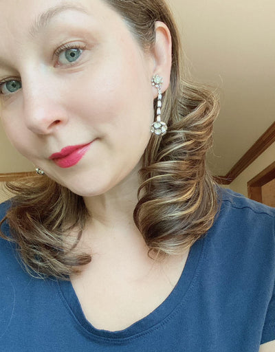 Art Deco Rhinestone Ball Dangling Statement Earrings by Unsigned Beauty - Vintage Meet Modern Vintage Jewelry - Chicago, Illinois - #oldhollywoodglamour #vintagemeetmodern #designervintage #jewelrybox #antiquejewelry #vintagejewelry