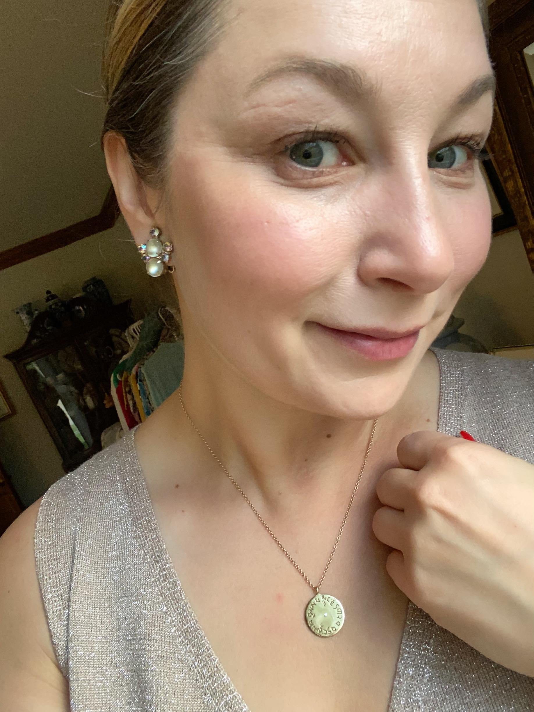 Vintage Champagne Cabochon and Aurora Borealis Earrings by Unsigned Beauty - Vintage Meet Modern Vintage Jewelry - Chicago, Illinois - #oldhollywoodglamour #vintagemeetmodern #designervintage #jewelrybox #antiquejewelry #vintagejewelry