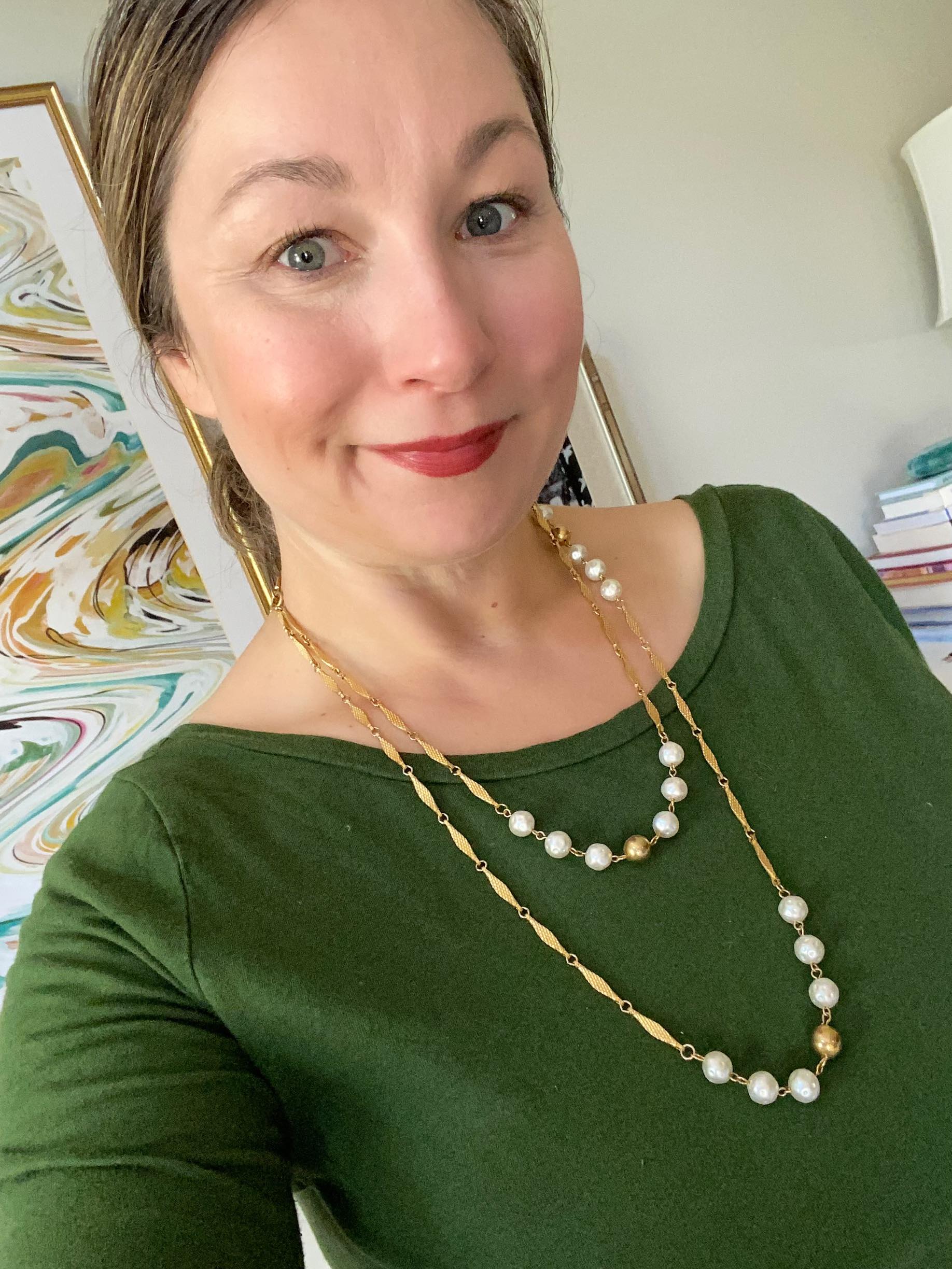 Vintage Long Gold Chain and Pearl Necklace by Unsigned Beauty - Vintage Meet Modern Vintage Jewelry - Chicago, Illinois - #oldhollywoodglamour #vintagemeetmodern #designervintage #jewelrybox #antiquejewelry #vintagejewelry