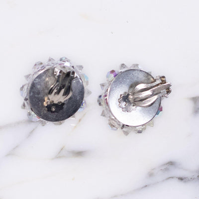 Vintage Aurora Borealis Bead Earrings with Diamante Rhinestones by Unsigned Beauty - Vintage Meet Modern Vintage Jewelry - Chicago, Illinois - #oldhollywoodglamour #vintagemeetmodern #designervintage #jewelrybox #antiquejewelry #vintagejewelry