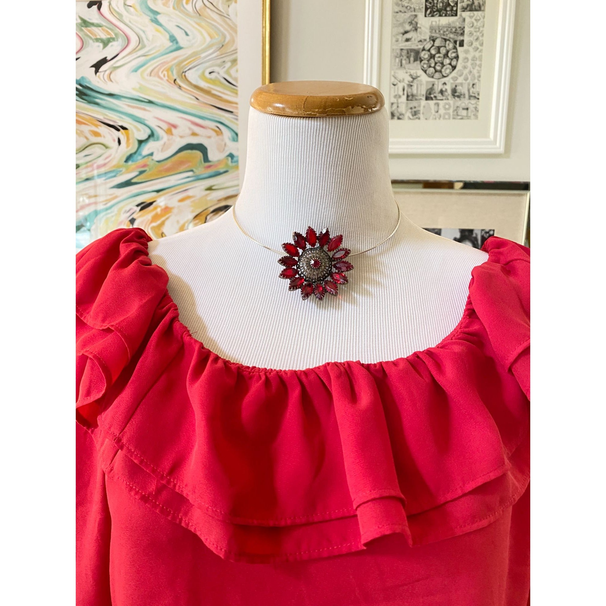 J. Crew Sleeveless Blouse with Ruffled, Scoop Neck Collar by J.Crew - Vintage Meet Modern Vintage Jewelry - Chicago, Illinois - #oldhollywoodglamour #vintagemeetmodern #designervintage #jewelrybox #antiquejewelry #vintagejewelry