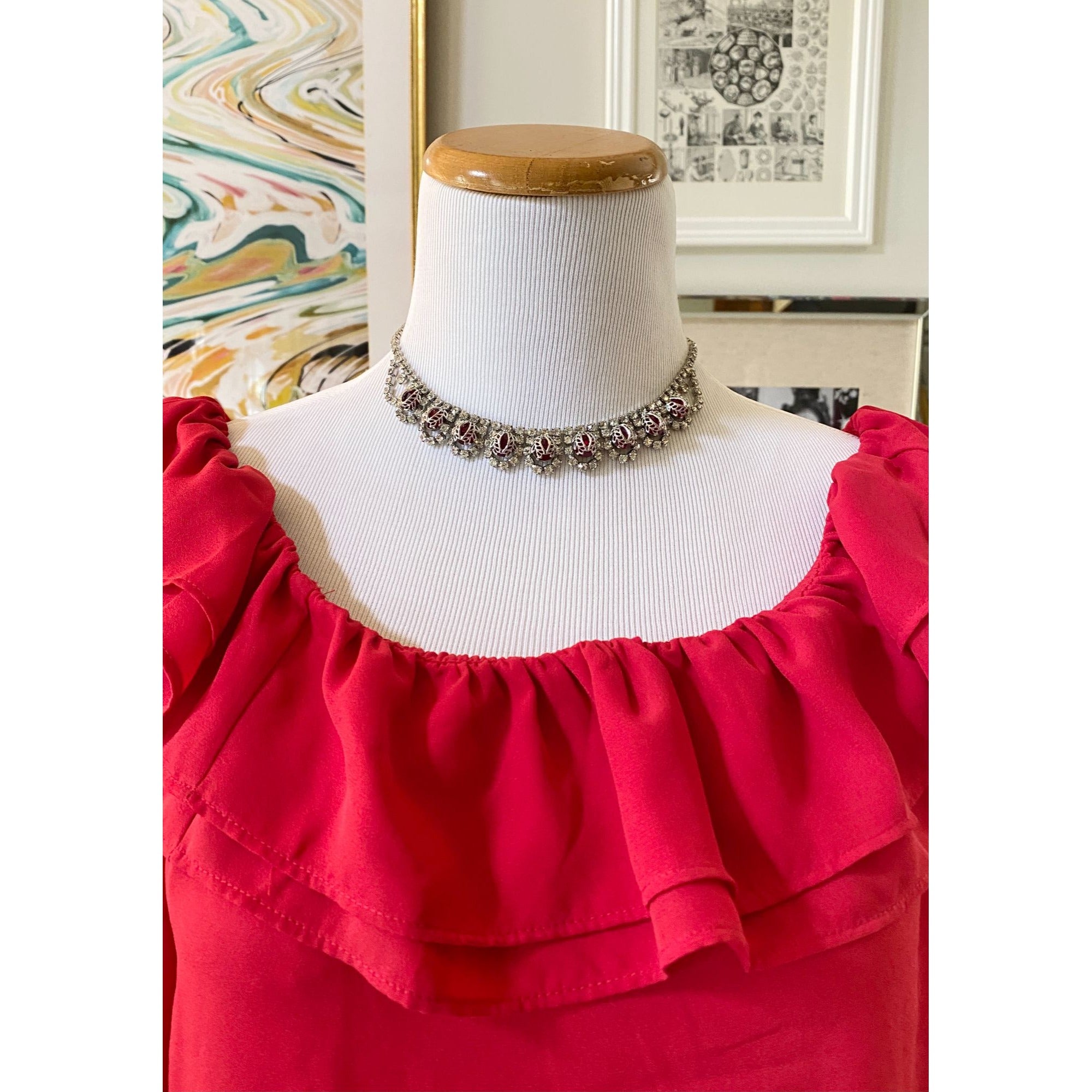 J. Crew Sleeveless Blouse with Ruffled, Scoop Neck Collar by J.Crew - Vintage Meet Modern Vintage Jewelry - Chicago, Illinois - #oldhollywoodglamour #vintagemeetmodern #designervintage #jewelrybox #antiquejewelry #vintagejewelry