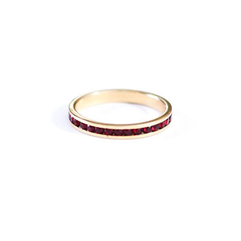 Vintage Ruby Cubic Zirconia Eternity Ring