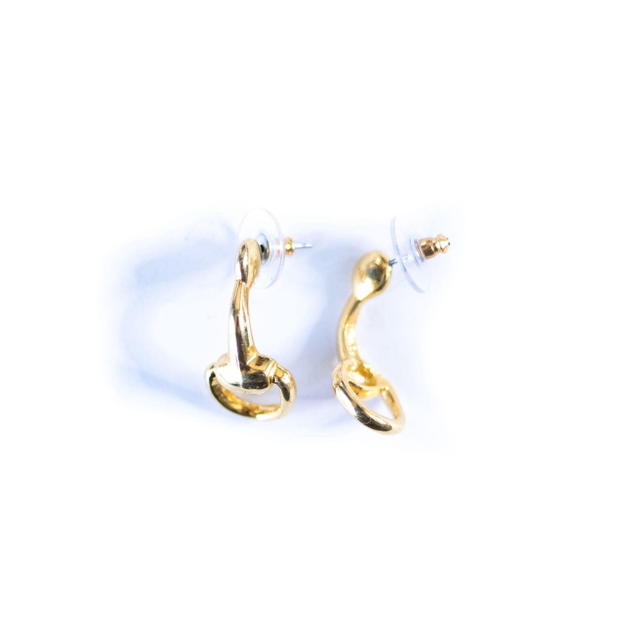 Vintage Horsebit French Link Pierced Earrings by Unsigned Beauty - Vintage Meet Modern Vintage Jewelry - Chicago, Illinois - #oldhollywoodglamour #vintagemeetmodern #designervintage #jewelrybox #antiquejewelry #vintagejewelry