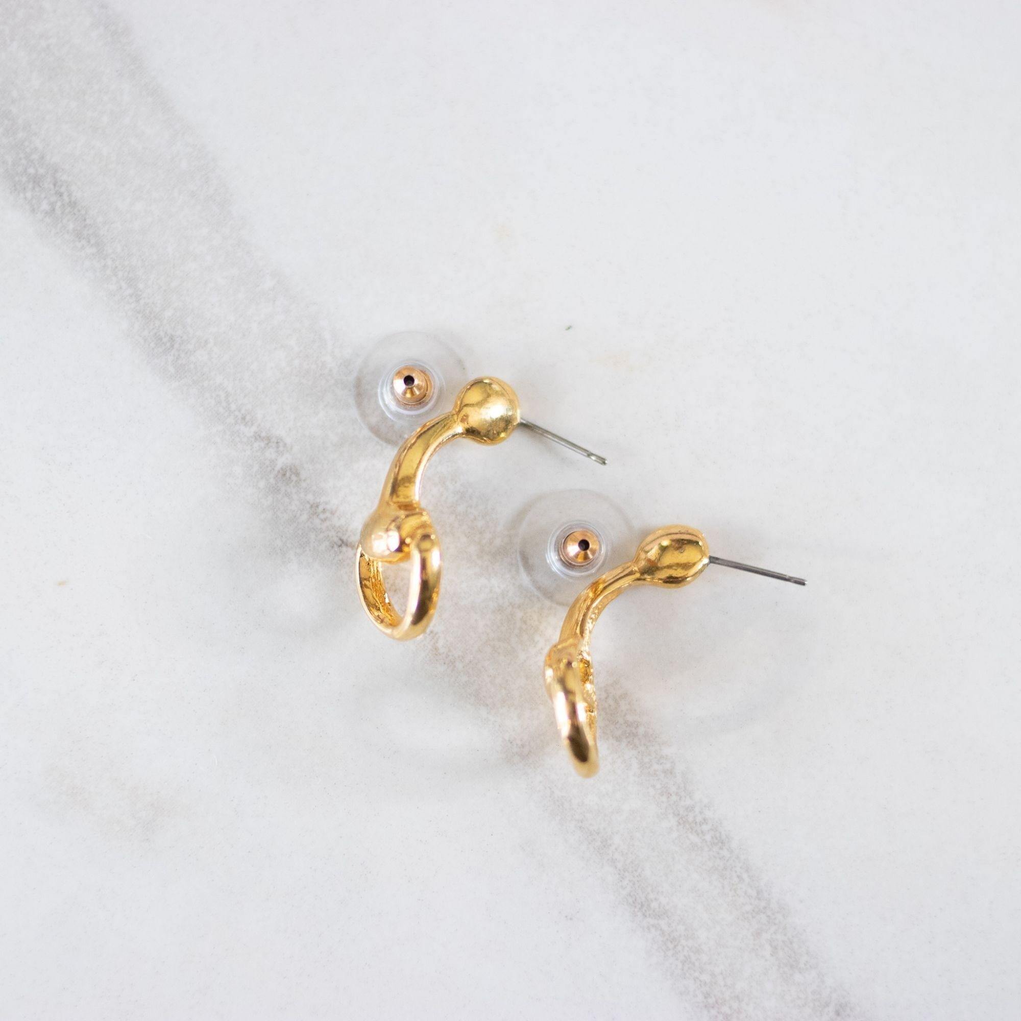 Vintage Horsebit French Link Pierced Earrings by Unsigned Beauty - Vintage Meet Modern Vintage Jewelry - Chicago, Illinois - #oldhollywoodglamour #vintagemeetmodern #designervintage #jewelrybox #antiquejewelry #vintagejewelry
