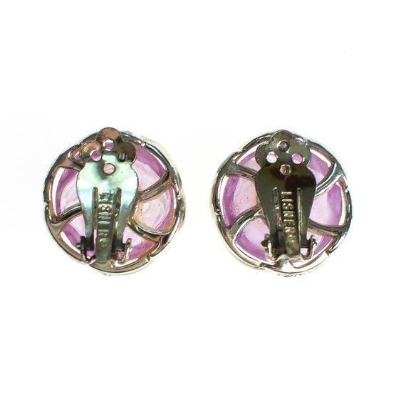 Vintage Lisner Pastel Purple Lucite Earrings, Clip on by 1960s - Vintage Meet Modern Vintage Jewelry - Chicago, Illinois - #oldhollywoodglamour #vintagemeetmodern #designervintage #jewelrybox #antiquejewelry #vintagejewelry