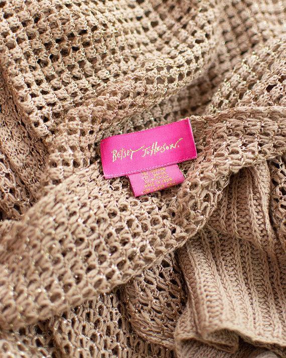 Betsy Johnson Beige and Gold Knitted Shawl Long Scarf Wrap by Betsy Johnson - Vintage Meet Modern Vintage Jewelry - Chicago, Illinois - #oldhollywoodglamour #vintagemeetmodern #designervintage #jewelrybox #antiquejewelry #vintagejewelry