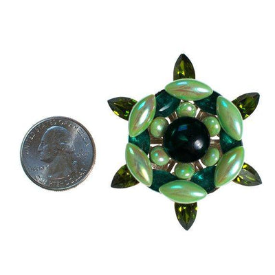 Vintage 1950s Light Green and Emerald Green Iridescent Rhinestone Star Brooch by 1950s - Vintage Meet Modern Vintage Jewelry - Chicago, Illinois - #oldhollywoodglamour #vintagemeetmodern #designervintage #jewelrybox #antiquejewelry #vintagejewelry