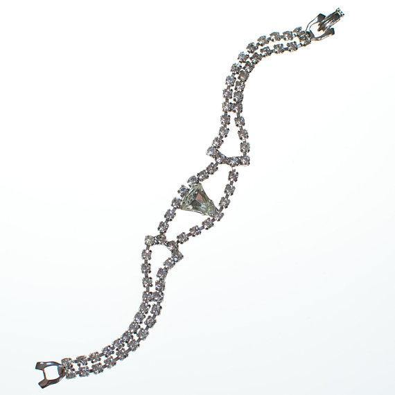Vintage Art Deco Rhinestone Diamond Look Bracelet by Art Deco - Vintage Meet Modern Vintage Jewelry - Chicago, Illinois - #oldhollywoodglamour #vintagemeetmodern #designervintage #jewelrybox #antiquejewelry #vintagejewelry