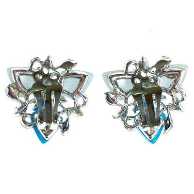 Vintage Blue Lucite Clip on Earrings, Silver Tone Shade of Blue Light Blue Thermoset by 1950s - Vintage Meet Modern Vintage Jewelry - Chicago, Illinois - #oldhollywoodglamour #vintagemeetmodern #designervintage #jewelrybox #antiquejewelry #vintagejewelry