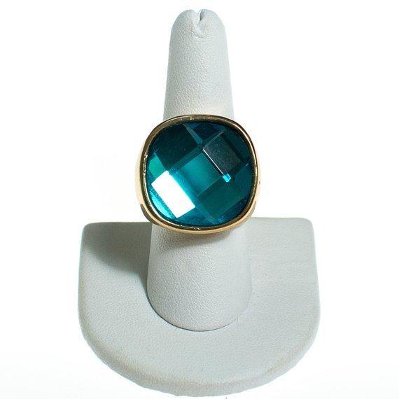 Vintage CN Design Ring, Blue Crystal Statement Ring, Size 8 1/2 by CN - Vintage Meet Modern Vintage Jewelry - Chicago, Illinois - #oldhollywoodglamour #vintagemeetmodern #designervintage #jewelrybox #antiquejewelry #vintagejewelry