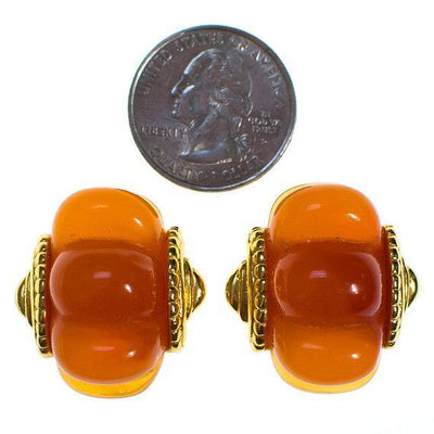 Vintage KJL Orange Lucite Shell Earrings by KJL - Vintage Meet Modern Vintage Jewelry - Chicago, Illinois - #oldhollywoodglamour #vintagemeetmodern #designervintage #jewelrybox #antiquejewelry #vintagejewelry